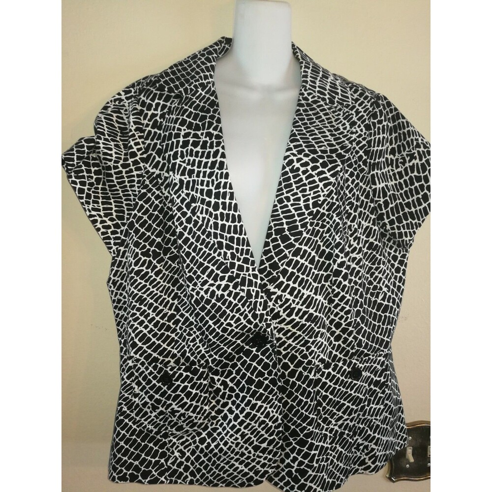 Womens First Option Too Cotton Stretch Black White Jacket Size 1X